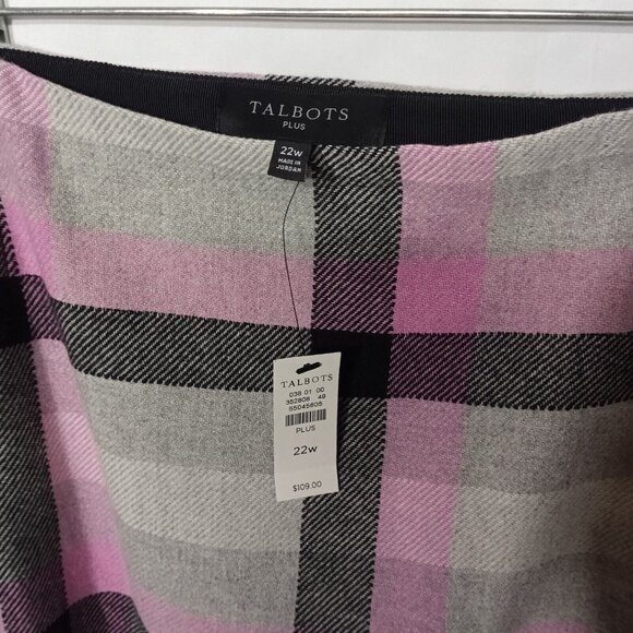 *SOLD* Talbots Womens Pencil Skirt Size 22W Wool Blend Plaid Gray Pink Career - Picture 3 of 5